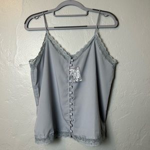 Newbury Kustom Grey Spaghetti Strap Blouse
